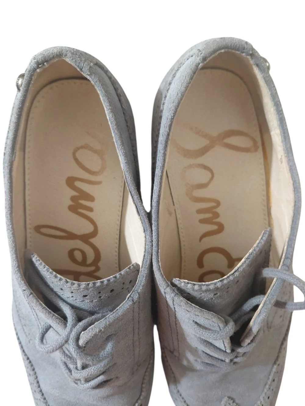 Sam Edelman Irving Oxfords Women's Classic Grey Suede Wingtip Loafers Size 8.5